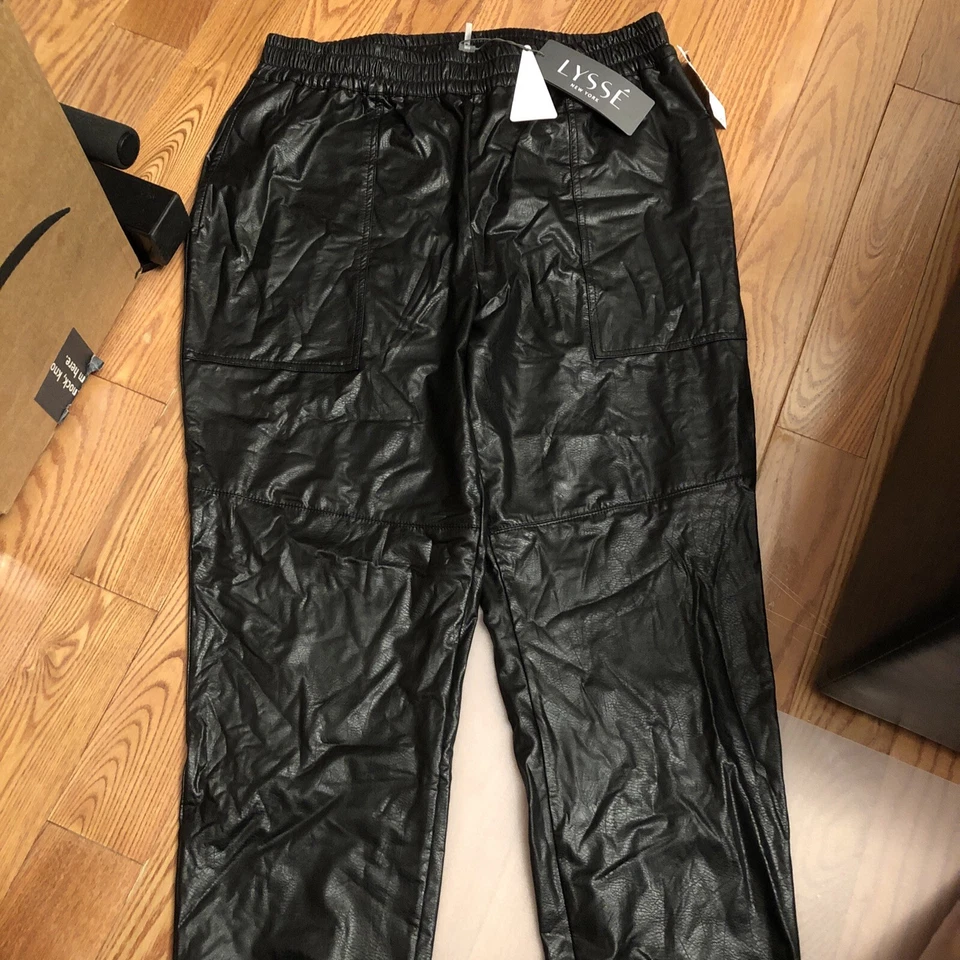 NUEVO CON ETIQUETAS Lysse Vegano Imitación Cuero Leggings Pantalones Negro Talla XL Foto 2 de 2