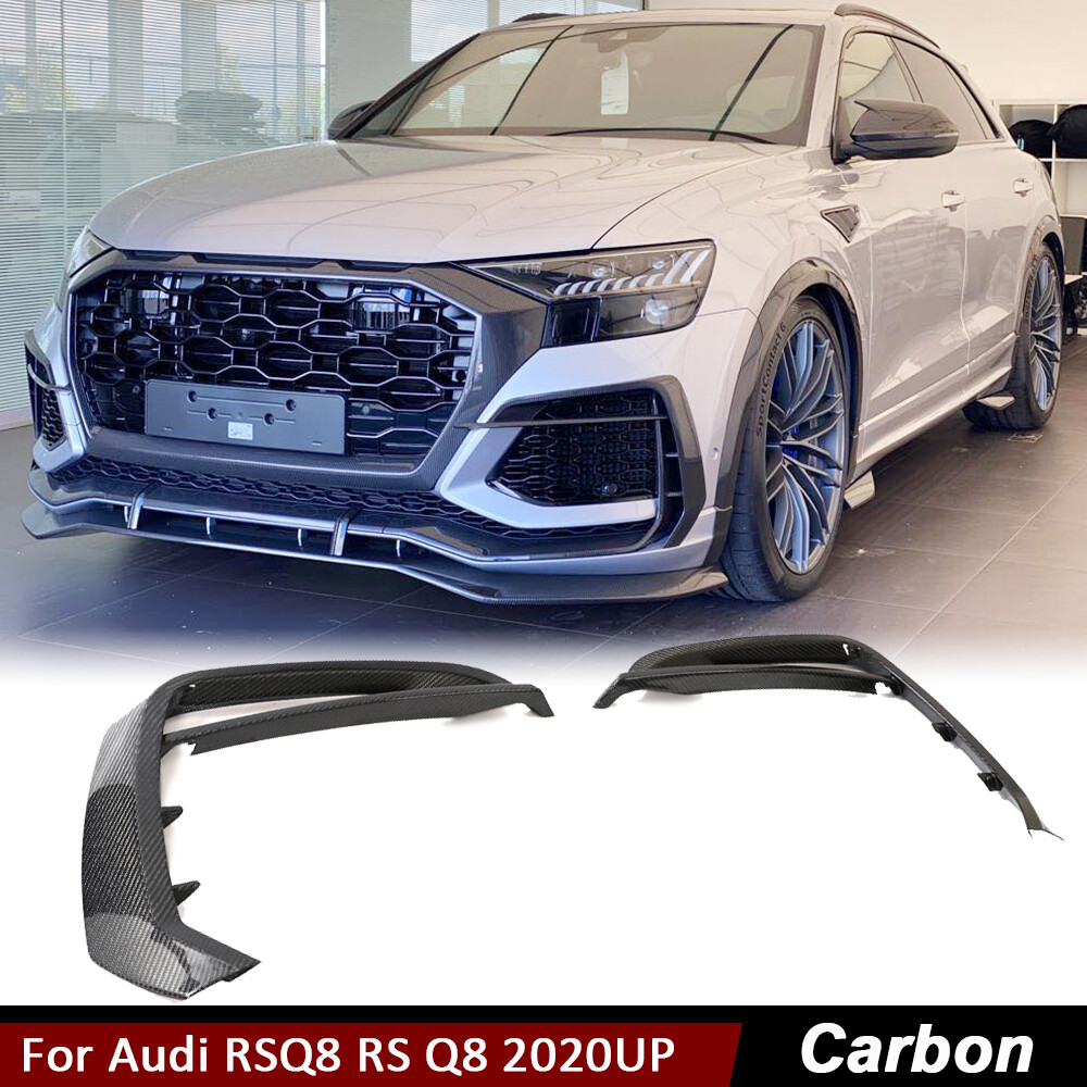 For Audi RSQ8 RS Q8 2020UP REAL CARBON Front Bumper Splitter Air Vent Cover Fins