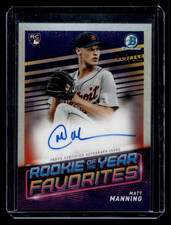2022 BOWMAN CHROME ROOKIE OF THE YEAR FAVORITES AUTO MATT MANNING #D /150 TIGERS