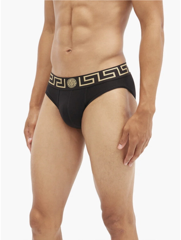 スリップ・インナー・キャミ Versace Slip Con Greca NIB Versace Mens 2-Pack Greca Border Brief underwear Black
