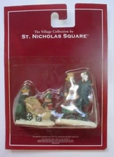 St Nicholas Square Village Out for a Stroll 2 Piece Set Family Baby Carriage