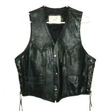 Men's Vintage Black Genuine Leather Vest SZ S Made In Mexico. Unbranded