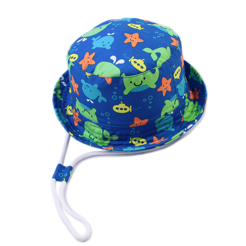 Kids Baby Boy Sun Hat Bucket Hats Cute Whale Summer Soft Cotton