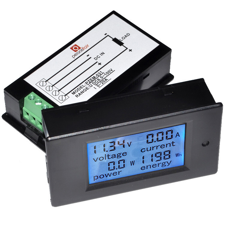 Blue LCD Panel Meter Watt Tester Digital LCD Power Meter - 100V 20A ...