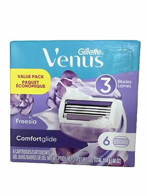 Gillette Venus ComfortGlide 3-Blade Freesia 6 Count Razor Cartridges SEALED