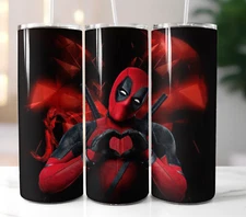 Deadpool Tumbler 20oz Stainless Steel Insulated Cup Mug Lid Straw