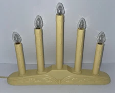 Christmas Candolier Candlelit Original Box 5 Clear Bulbs Complete VTG TESTED. A