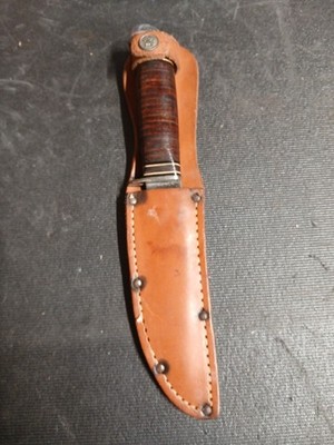Unusual VINTAGE BOY SCOUT OF AMERICA WESTERN USA KNIFE FIXED BLADE/SHEATH (H)