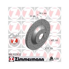 2x ZIMMERMANN Bremsscheibe gelocht Hinterachse Ø 310mm für Audi TT 100.3329.52