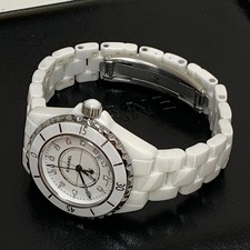 Chanel Women Watch Vintage H1628 White Ceramic 12P Diamond J12 Quartz VHTF Desig