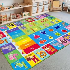 Educational Kids Rug Play Mat - ABC Numbers Animals for Playroom, 59x39