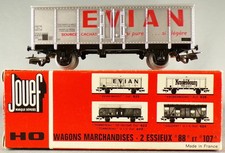 Jouef 625 Ho Sncf Wagon Couvert Métallique 2 Essieux Evian Badoit Boite Rouge Et