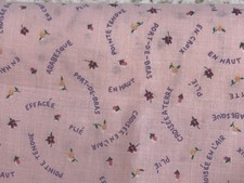 1.5Y Fabric Traditions 5534 French Ballet Purple Words Pink Ballerina VTG 1997