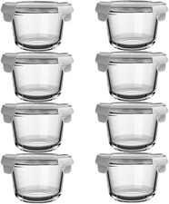 16 Piece Round Glass Food Storage Containers with Lids, 520ML Glass Soup