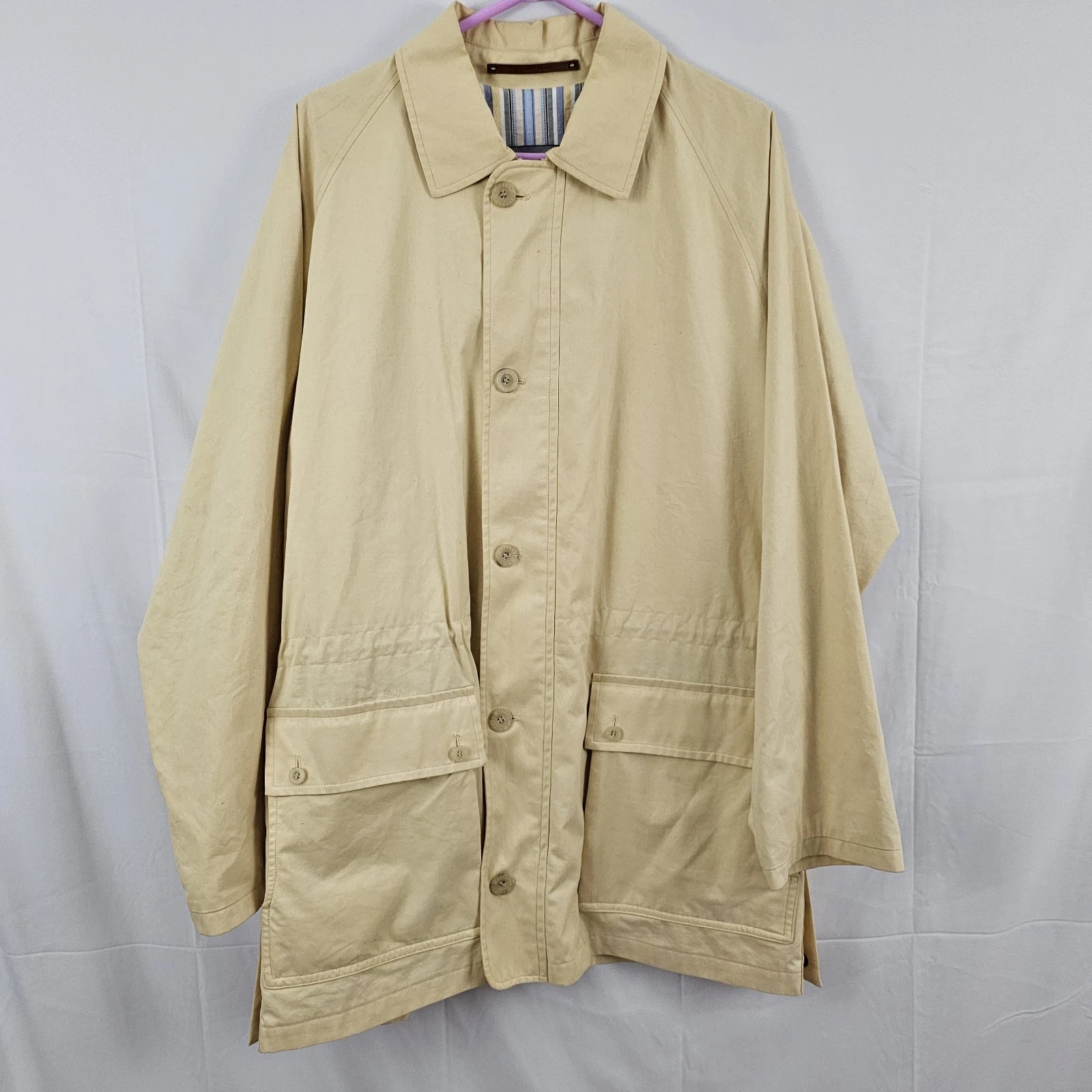 Hickey Freeman Loro Piana Storm System Coat Jacket Men's Yellow Zip Large