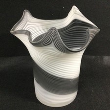 Kamei Glass Flower Vase Black and White