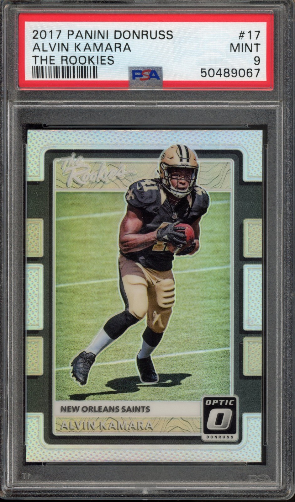 2017 Panini Donruss Optic ALVIN KAMARA #17 RC The Rookies Holo PSA 9 Saints