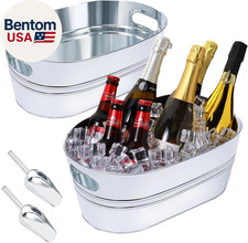 Paquete de 2 cubos de hielo galvanizados 4 galones bañera galvanizada cubo de hielo para fiestas meta