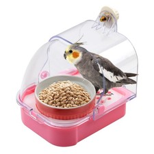 No Mess Bird Cage Feeder,2 in 1 Bird Feeder with Ceramic Bowl Parrot Bathtub ...