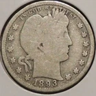 Silver Quarter - Barber - 1893-S (Nice coin for the grade.) - Set Break
