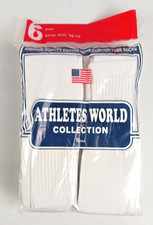 6 Pairs Men's Cotton Athletic Sports Tube Socks, White, Sock Size 10-15,