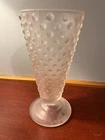 Vintage Fenton Hobnail Frosted Pink Footed Vase-bubbles