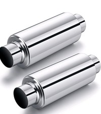 2 Pcs 2.25 Inlet Exhaust Resonator 2.25 Inlet 2.25 Outlet 13.8 Overall L...