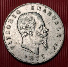5 LIRE 1875 ROMA VITTORIO EMANUELE II REGNO D' ITALIA