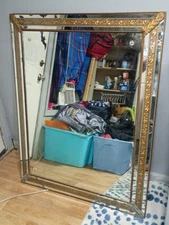 Large 48in Tall by 38in Wide Gold Gilt Frame French Rococo Vintage Mirror