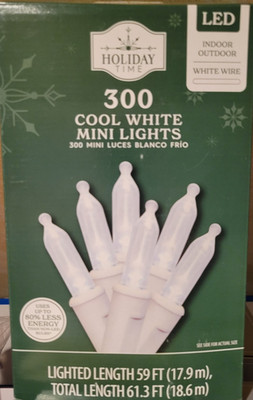 Holiday Time 300 Cool White Mini Lights on White Wire New