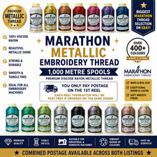 Marathon Metallic Embroidery Thread 1000m Spools Colour Selection