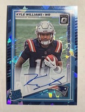 2025 Panini Optic #245 Blue Ice Prizm Rated Rookie Kyle Williams Auto /25 Pats