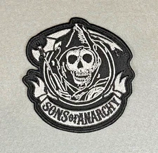 FABULOUS SONS OF ANARCHY EMBROIDERED IRON-ON BIKER PATCH...