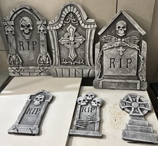 Set of 6 Realistic 21  and 13  Halloween Foam Tombstones