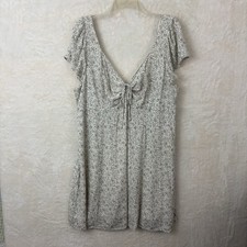 American Eagle Romanic Midi Dress Sz XXL Ivory & Gray V-Neck Babydoll Cottage