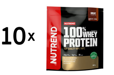 10 x Nutrend 100% Whey Protein, Chocolate + Cocoa - 800g (41,25 EUR/kg)