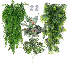 Reptile Plants for Bearded Dragon Tank Accessories, Terrarium Plant Artificial D