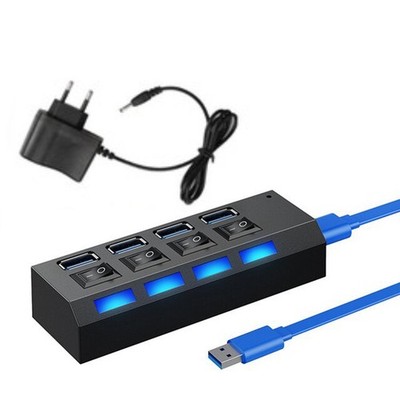 USB 3.0 Hub Splitter Adapter Verteiler mit Netzteil Schalter PC Laptop 4/7 Port