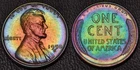 1950-D Lincoln Wheat Cent penny RAINBOW TONING and high luster (60-94)