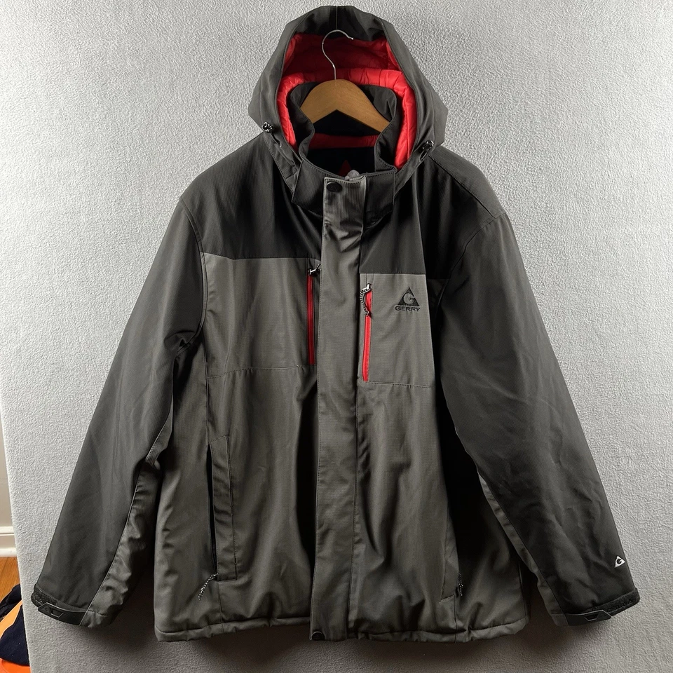 Chaqueta Gerry Para Hombres XXL Gris Negro Abrigo de Invierno Con Capucha Acolchado Aislado Esquí Nieve Foto 2 de 4