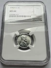 1943 S Lincoln Wheat Steel Cent Penny Ngc 66