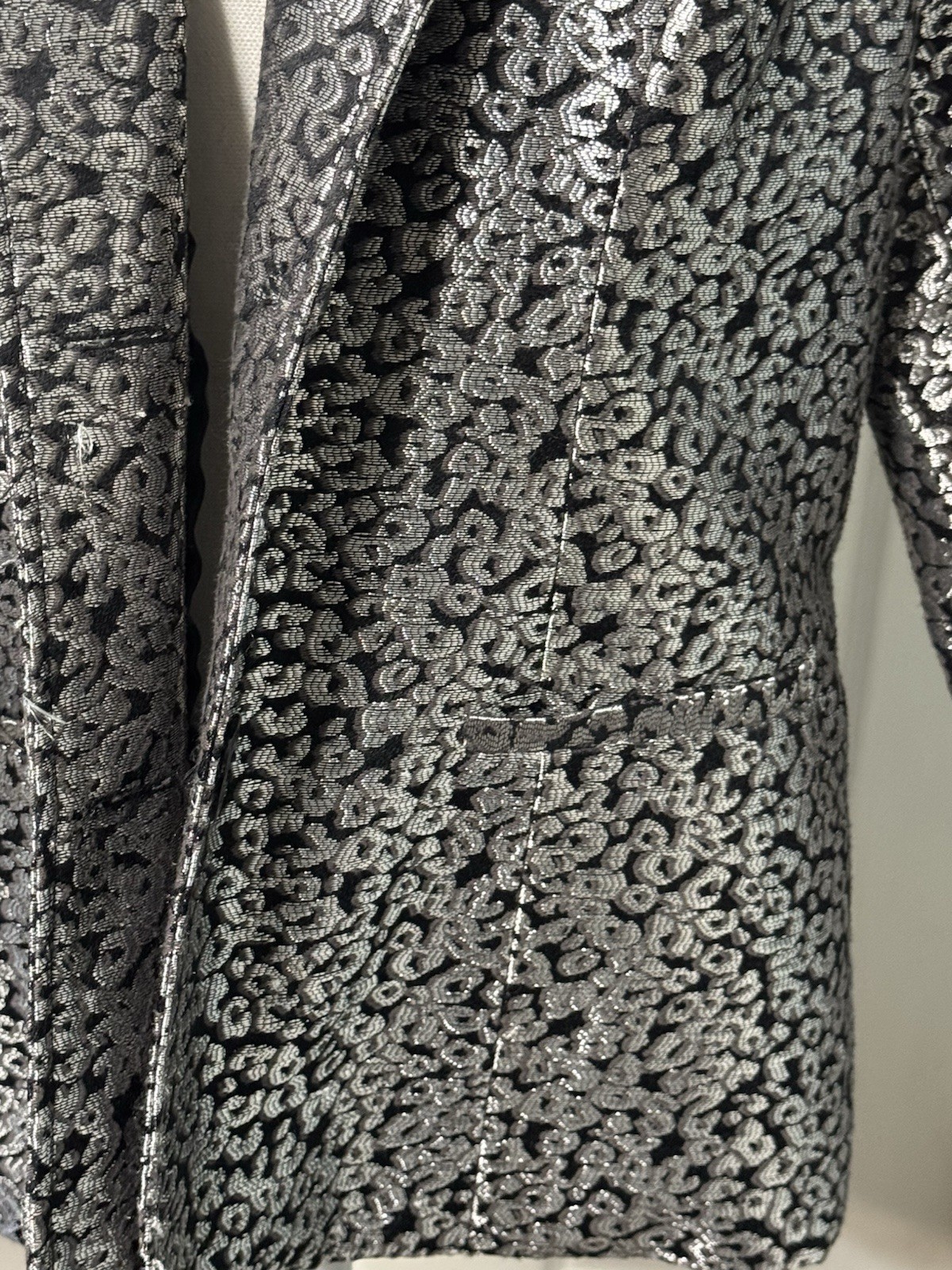 Notations Black And Silver Printed Button Up Blaz… - image 3