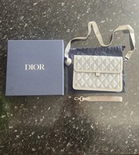 Dior Diamond Hit The Road Crossbody/Pouch Bag Leather Grey (Detachable Strap) 