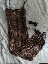Brown Pattern Zebra Maxi Dress 