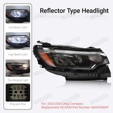 For 2022-2024 Jeep Compass Passenger Side LED Reflector Headlight w/o LED DRL RH