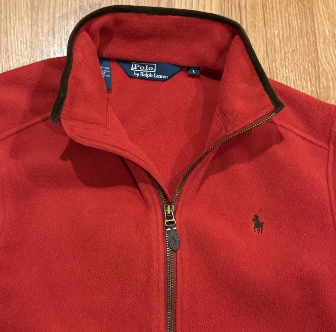 VTG Polo Ralph Lauren Equestrian Riding Jacket L Fleece Harrington Leather RRL image 3