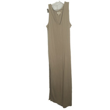 Open Edit XS dress maxi long soft stretch sleeveless v-neck shift modal slit