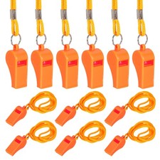Plastic Whistles with Lanyard, 12 Pcs Orange-Fitting for Coaches/Referee 