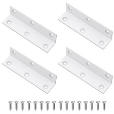 4 PCS L Brackets Superior Stainless Steel Corner Brace Angle Bracket White