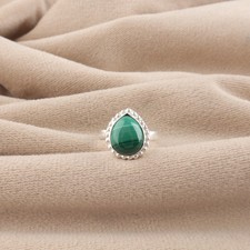 Natural Malachite Gemstone 925 Sterling Silver Handcrafted Jewelry Ring For Love